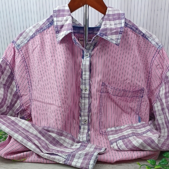 We The Free/Free People Mixed Plaids Striped Shirt NWT - Picture 1 of 6